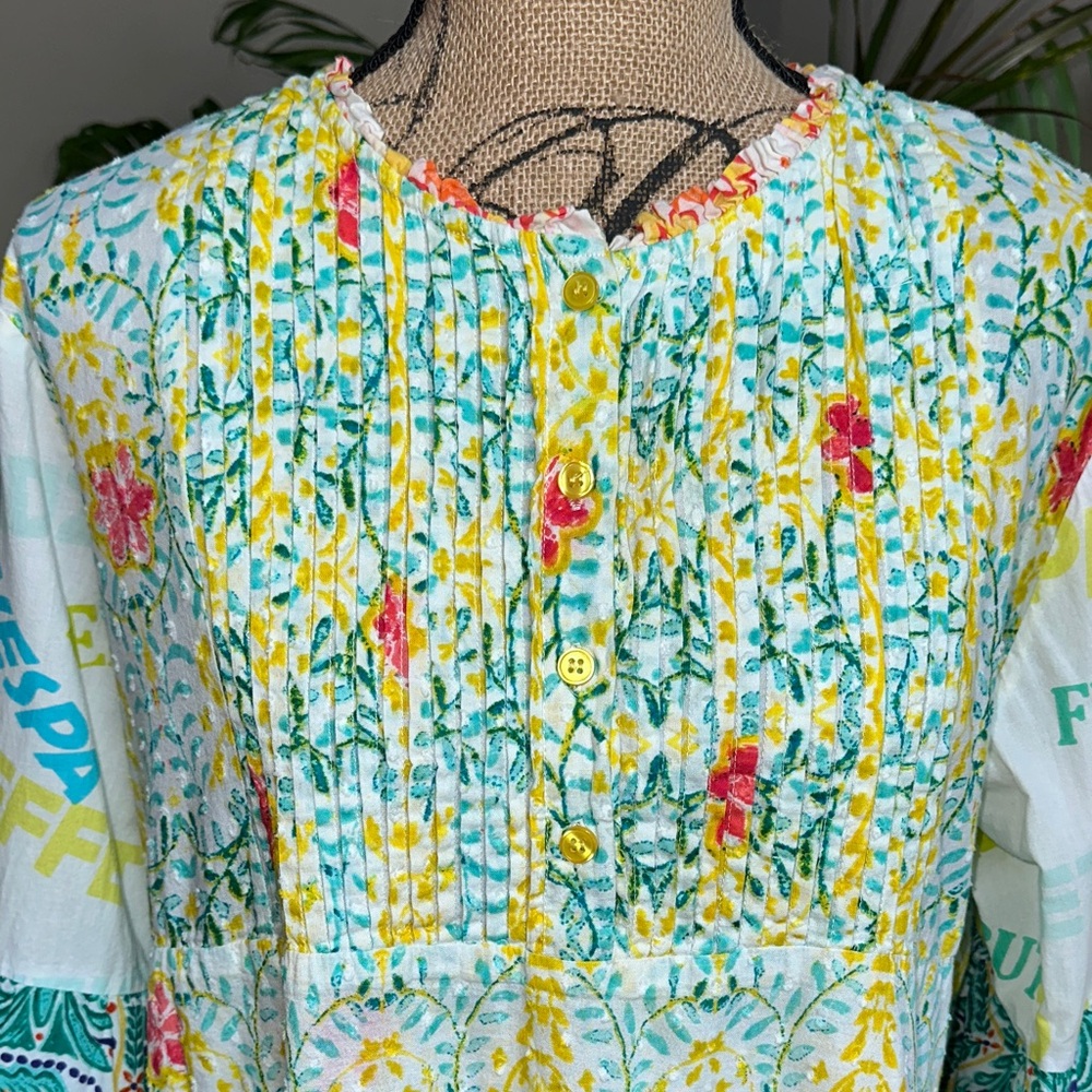 Colorful Floral Bohemian Blouse size large